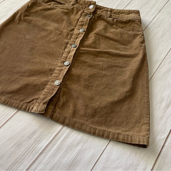 Zara Corduroy Skirt Women’s M Brown Button Front Academia Chocolate Western Boho - Picture 7 of 16